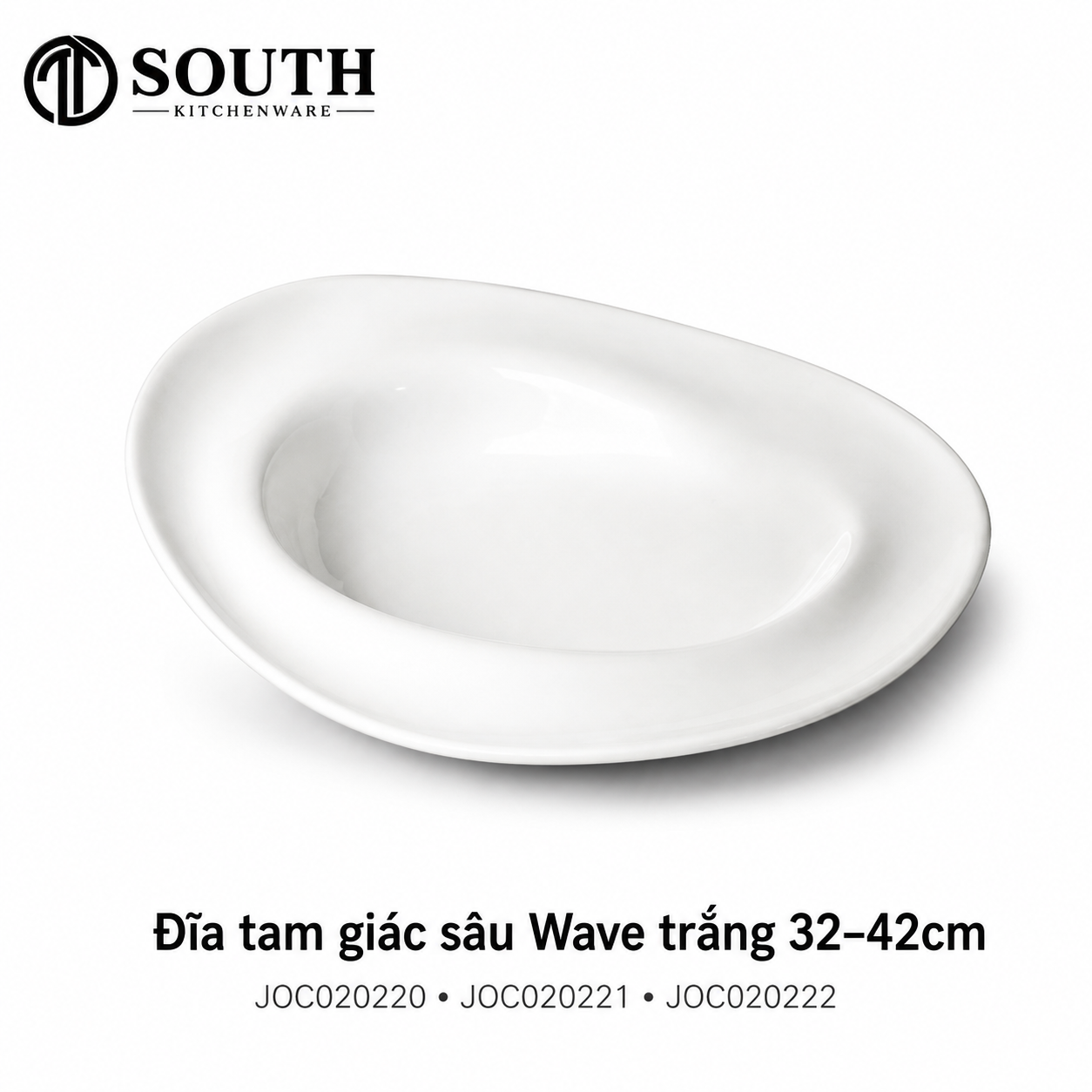  Đĩa tam giác sâu Wave trắng 32–42cm 