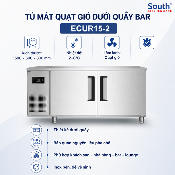Tủ mát quạt gió dưới quầy bar 1,5 m ECUR15-2