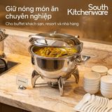  Nồi hâm buffet tròn Atosa AT52288 – Nắp inox có kính quan sát, dùng cồn 