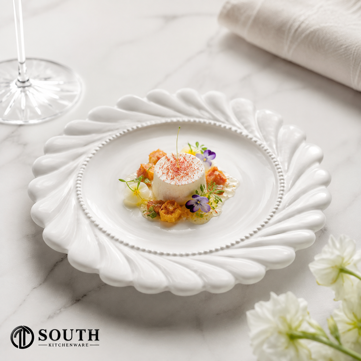  Đĩa tạo hình cánh hoa 19.5cm Fine Dining 