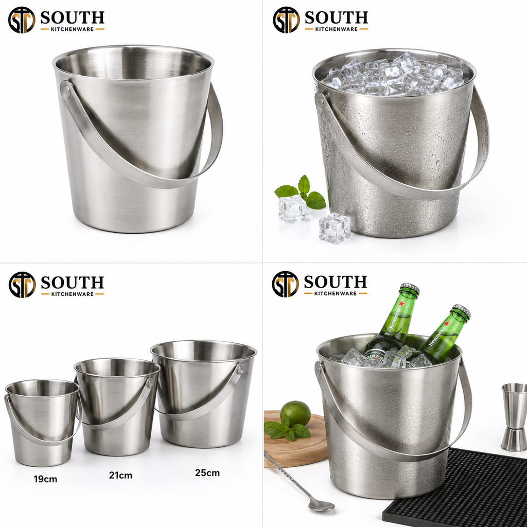  Xô đá inox 1 quai dẹp 19–25cm 