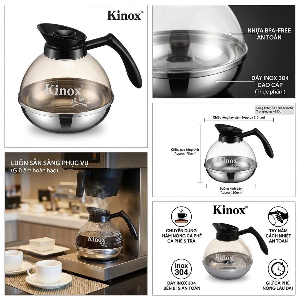  Bình hâm cà phê Kinox 1/2 inox dùng cho buffet, nhà hàng 