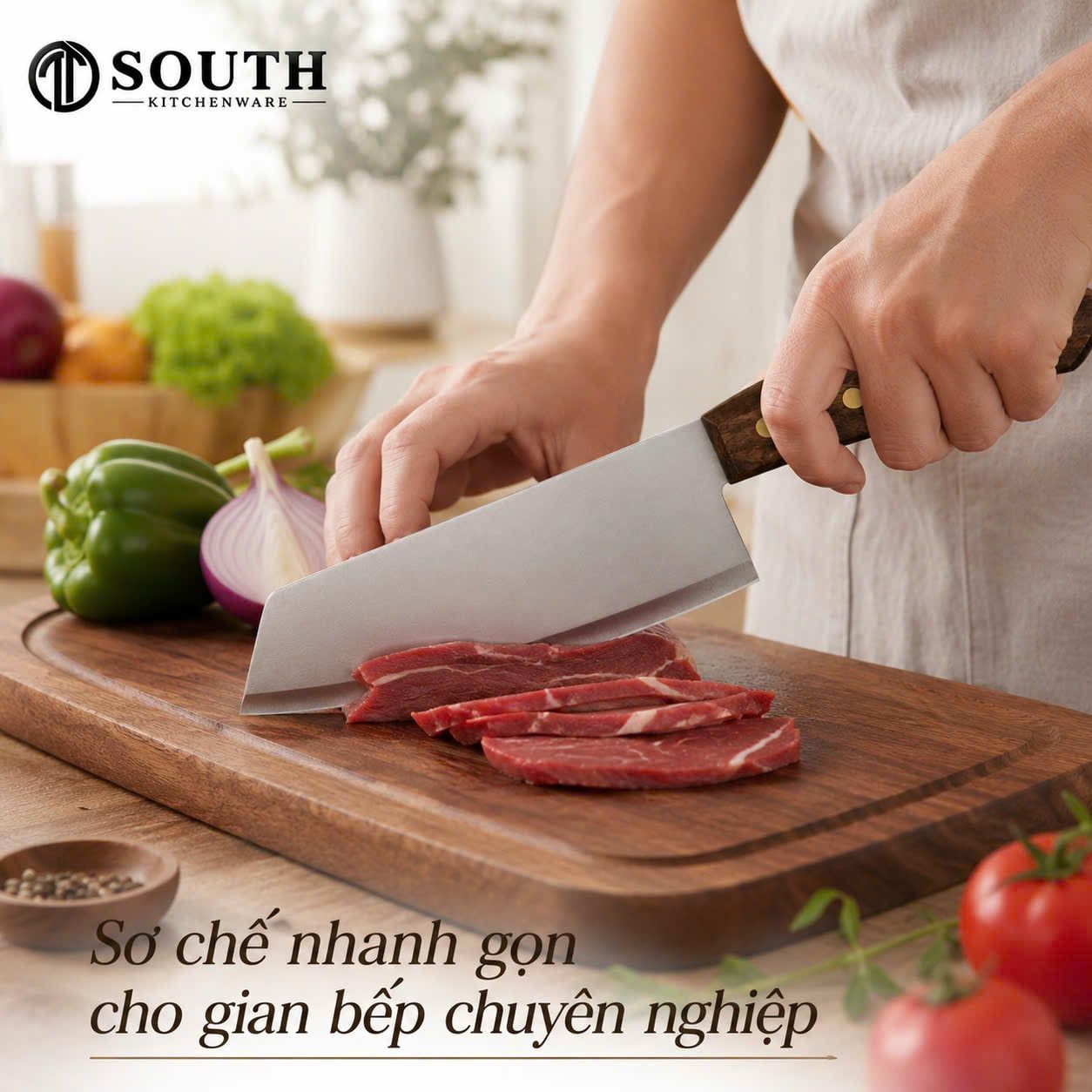  Dao Kiwi cán gỗ quy cách 30cm dùng cho bếp nhà hàng 
