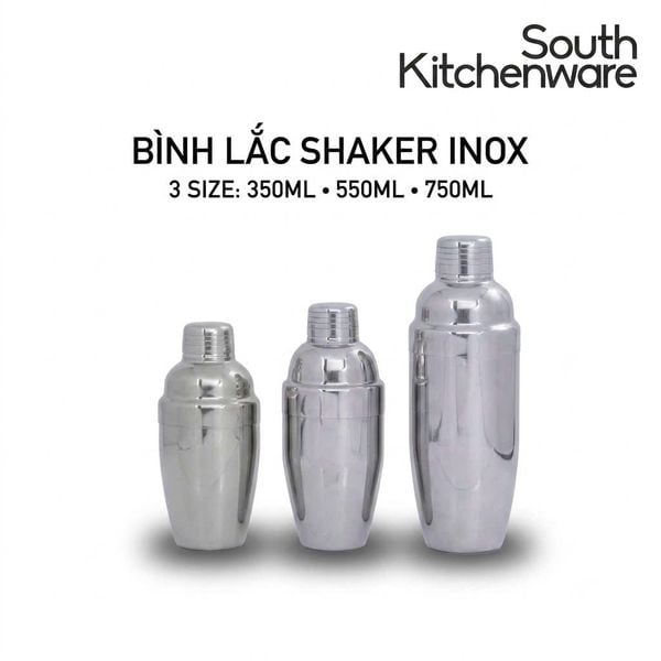  Bình lắc Shaker inox pha chế 350ml, 550ml, 750ml 