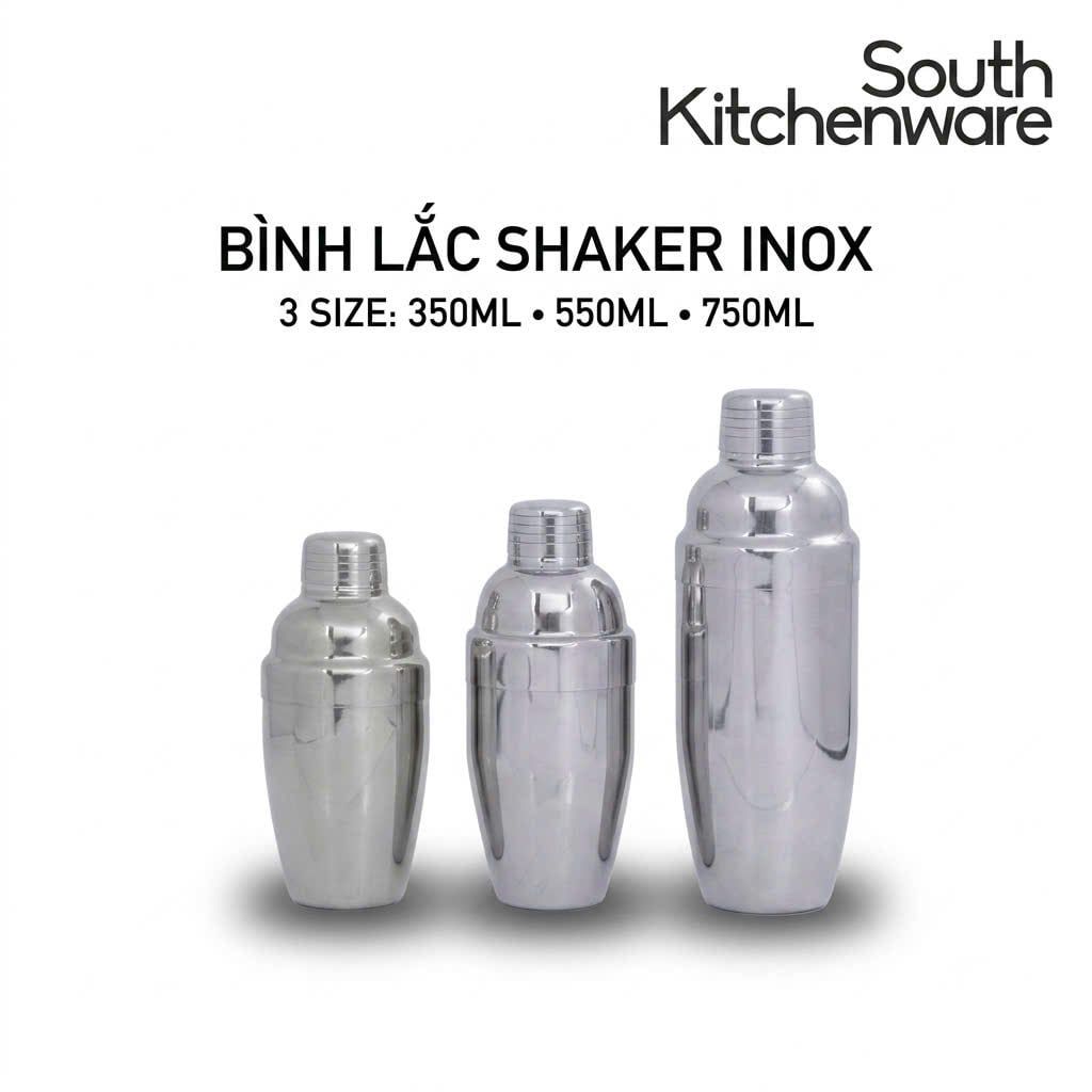  Bình lắc Shaker inox pha chế 350ml, 550ml, 750ml 