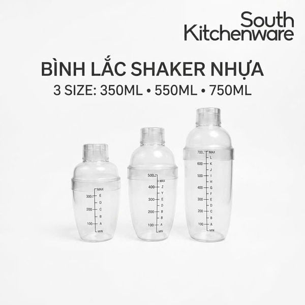  Bình lắc Shaker nhựa pha chế 350ml, 550ml, 750ml 