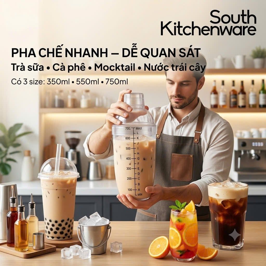  Bình lắc Shaker nhựa pha chế 350ml, 550ml, 750ml 