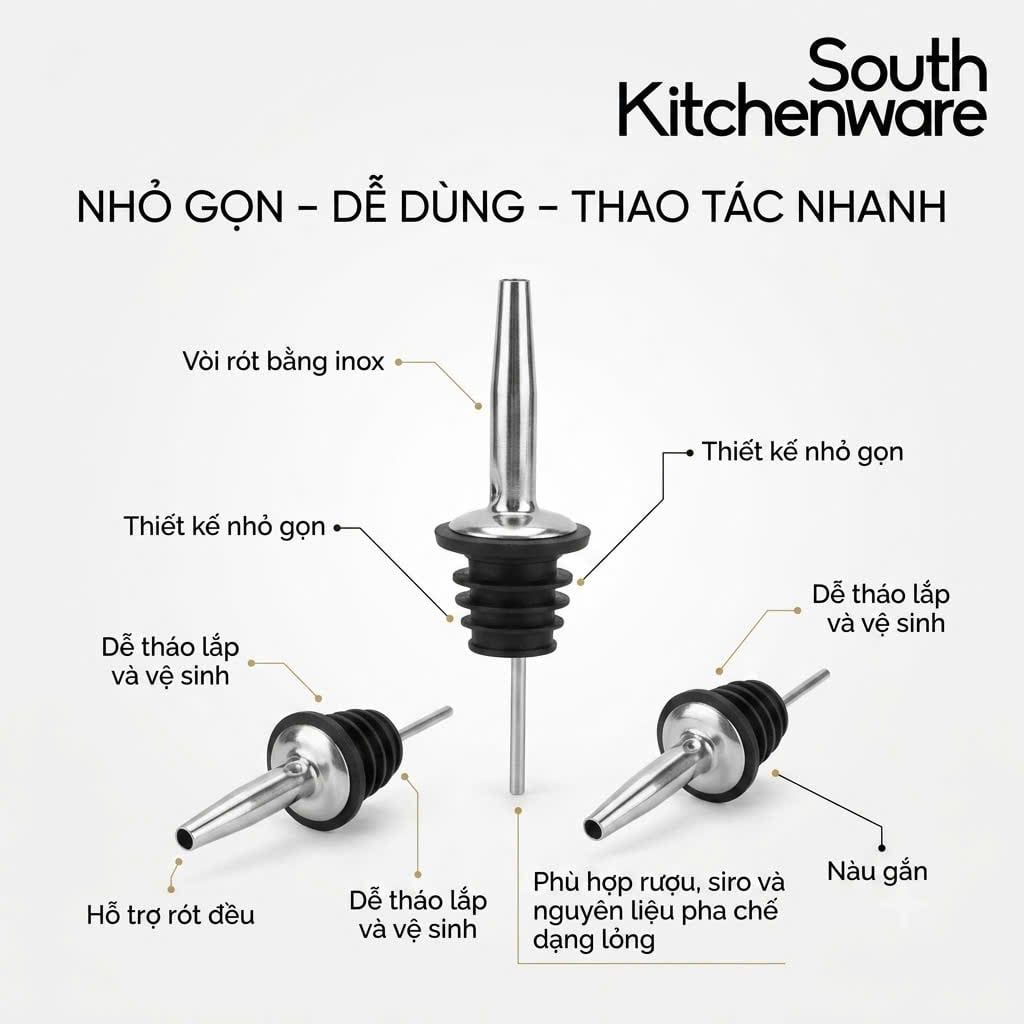  Vòi rót rượu, siro inox không nắp 10cm 