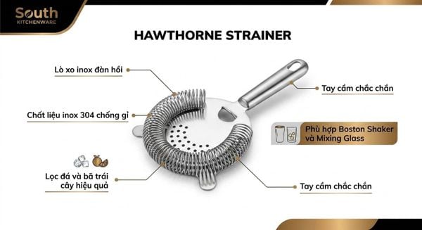  Lọc Hawthorne inox dùng lọc cocktail và đồ uống pha chế 