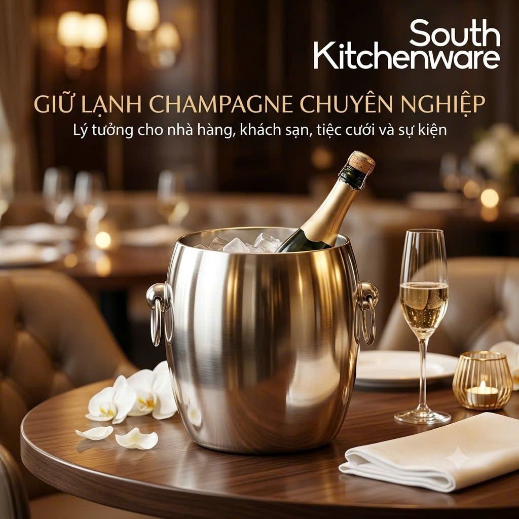  Xô ướp rượu champagne inox 2 lớp giữ lạnh South Kitchenware 