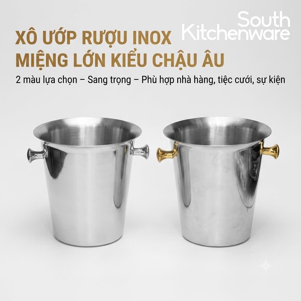  Xô ướp rượu inox miệng lớn kiểu chậu Âu – 2 màu 