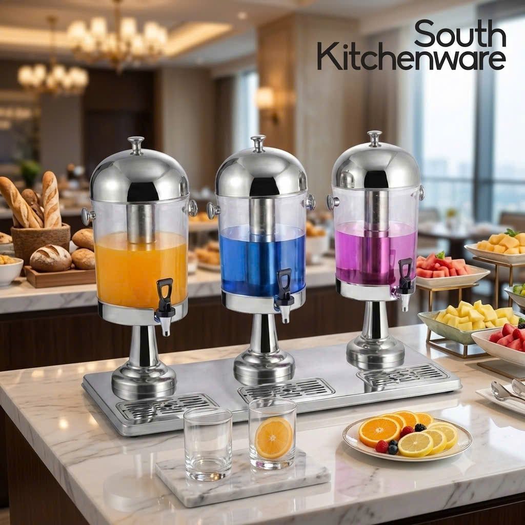  Bình đựng nước trái cây buffet 3 ngăn loại lớn inox 
