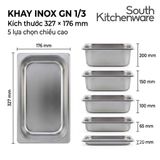  Khay inox GN 1/3 đựng topping, thực phẩm – Nhiều độ sâu 20–200 mm 