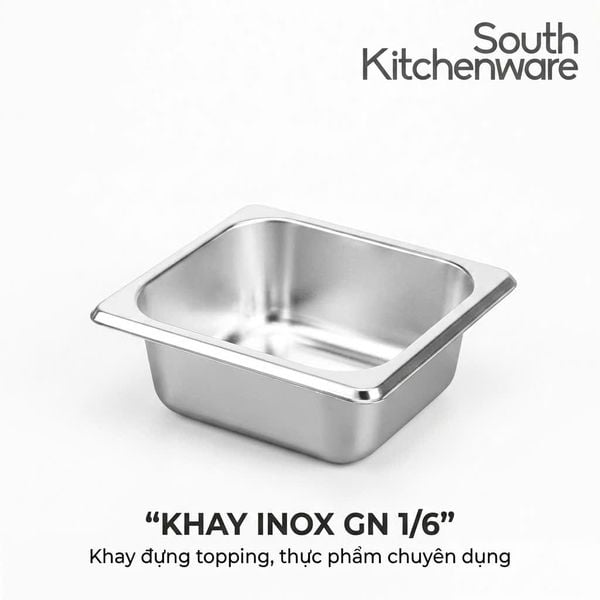 Khay inox GN 1/6 kích thước 176 x 162 mm