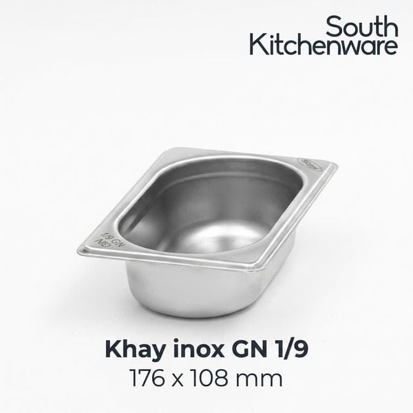 Khay inox GN 1/9 kích thước 176 x 108 mm