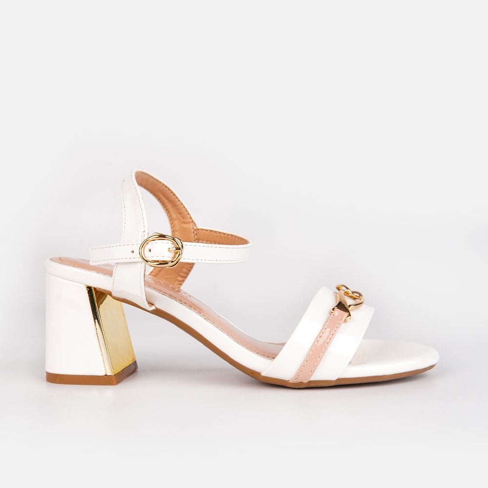 Sandal cao gót nữ gắn khoá trang trí cách điệu - C57.ES016