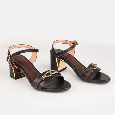 Sandal cao gót nữ gắn khoá trang trí cách điệu - C57.ES016