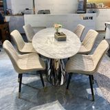 Bàn ăn inox tráng gương mặt đá Emerald (không gồm ghế)