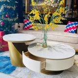 Bàn trà đôi mặt đá Louis