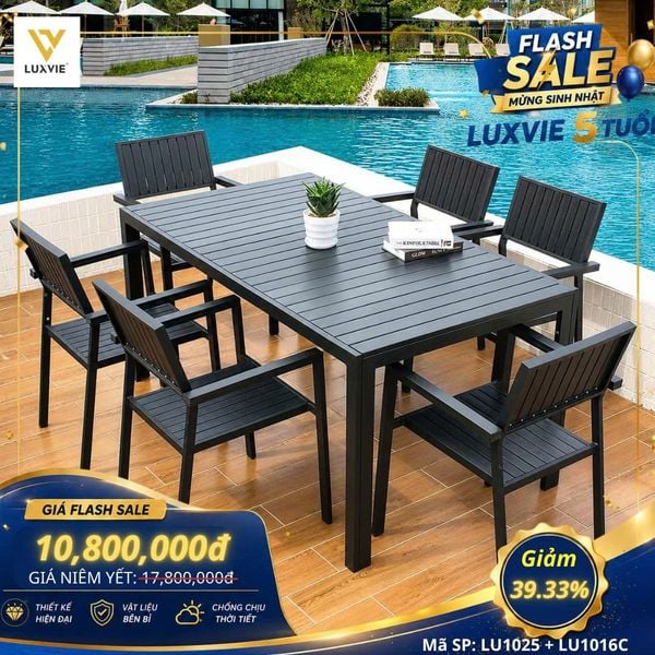 Bộ bàn ghế sân vườn LU1025 + Ghế LU1016C