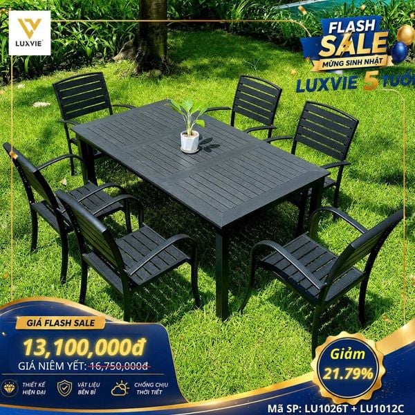 Bộ bàn ghế sân vườn LU1026T + Ghế LU1012C