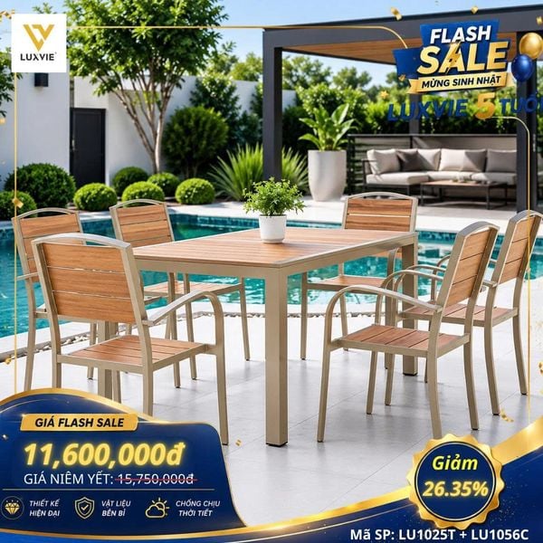 Bộ bàn ghế sân vườn LU1025T  + Ghế LU1056C