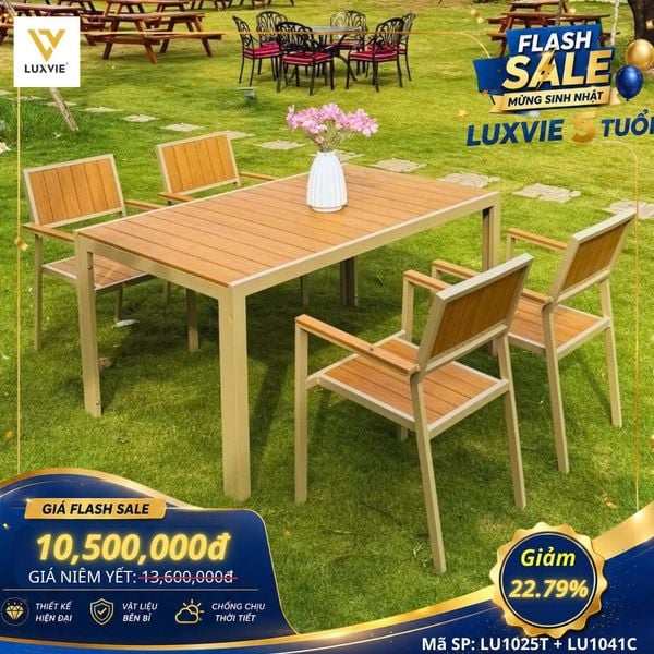 Bộ bàn ghế sân vườn LU1025T + Ghế LU1041C