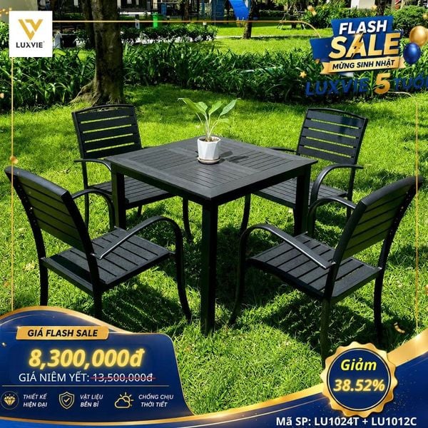 Bộ bàn ghế sân vườn LU1024T + Ghế LU1012C