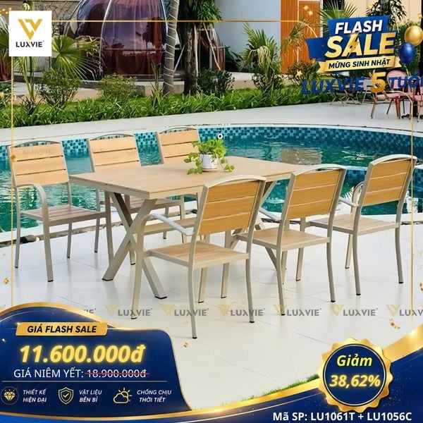 Bộ bàn ghế sân vườn LU1061T + Ghế LU1056C