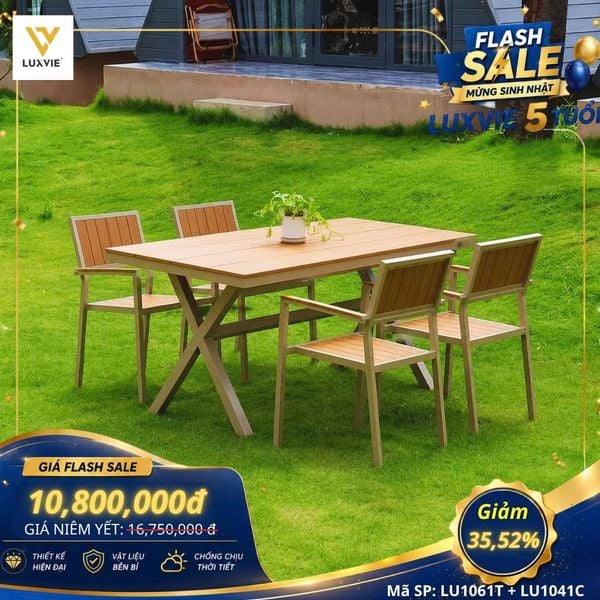 Bộ bàn ghế sân vườn LU1061T + Ghế LU1041C
