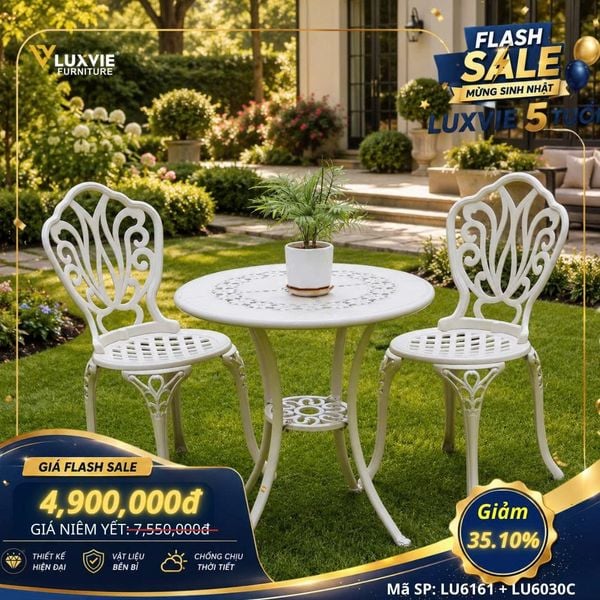 Bộ bàn ghế ban công LU6161 + Ghế LU6030C