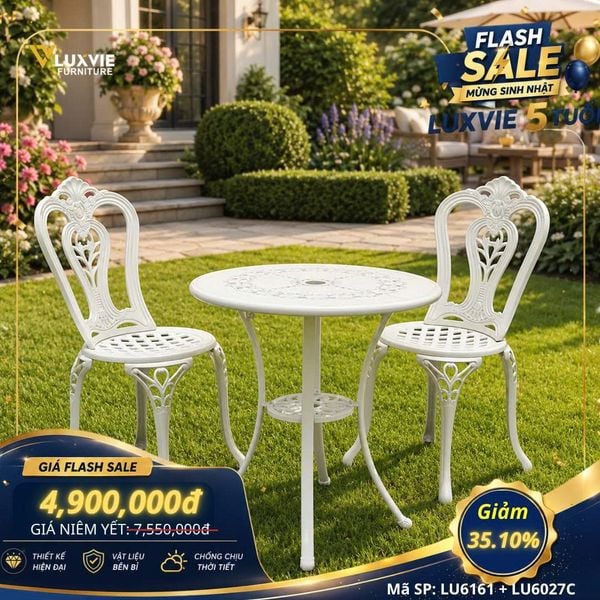 Bộ bàn ghế ban công LU6161 + Ghế LU6027C