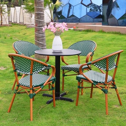 Bộ bàn ghế cafe ngoài trời DPBV9A + Ghế LUZF2049C