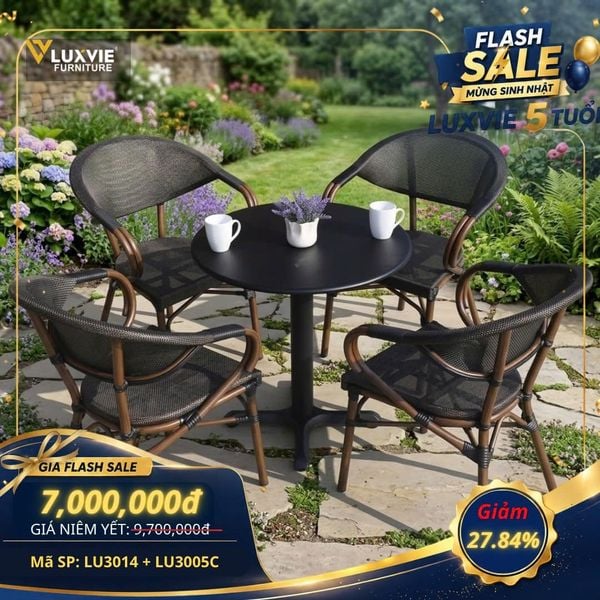 Bộ bàn ghế sân vườn LU3014 + Ghế LU3005C