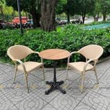 Bộ bàn ghế cafe ngoài trời LU2035C + 2 Ghế LU3022C