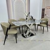 Bàn ăn inox tráng gương mặt đá Titan (không gồm ghế)