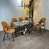 Bàn ăn inox tráng gương mặt đá Titan (không gồm ghế)