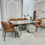 Bàn ăn inox tráng gương mặt đá Vanguard (không gồm ghế)