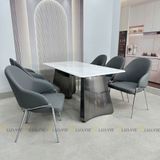 Bàn ăn inox tráng gương mặt đá Pelagia (không gồm ghế)