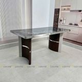Bàn ăn inox tráng gương mặt đá Wagama (không gồm ghế)