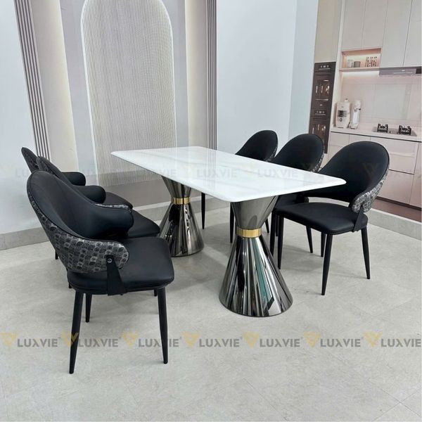 Bàn ăn inox mặt đá Omega (không gồm ghế)