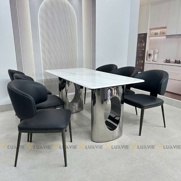 Bàn ăn inox mặt đá Jacenia (không gồm ghế)