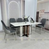 Bàn ăn inox tráng gương mặt đá Kalika (không gồm ghế)