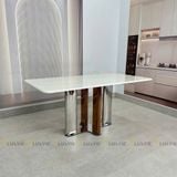 Bàn ăn inox tráng gương mặt đá Kalika (không gồm ghế)