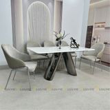 Bàn ăn inox tráng gương mặt đá Lysandra (không gồm ghế)