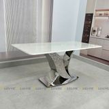 Bàn ăn inox tráng gương mặt đá Korudon (không gồm ghế)