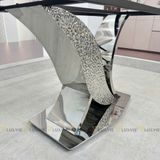 Bàn ăn inox tráng gương mặt đá Korudon (không gồm ghế)