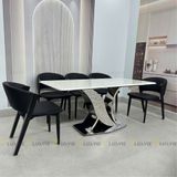 Bàn ăn inox tráng gương mặt đá Korudon (không gồm ghế)