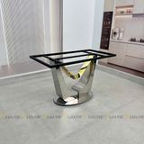 Bàn ăn inox tráng gương mặt đá Kleos (không gồm ghế)