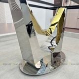 Bàn ăn inox tráng gương mặt đá Kleos (không gồm ghế)